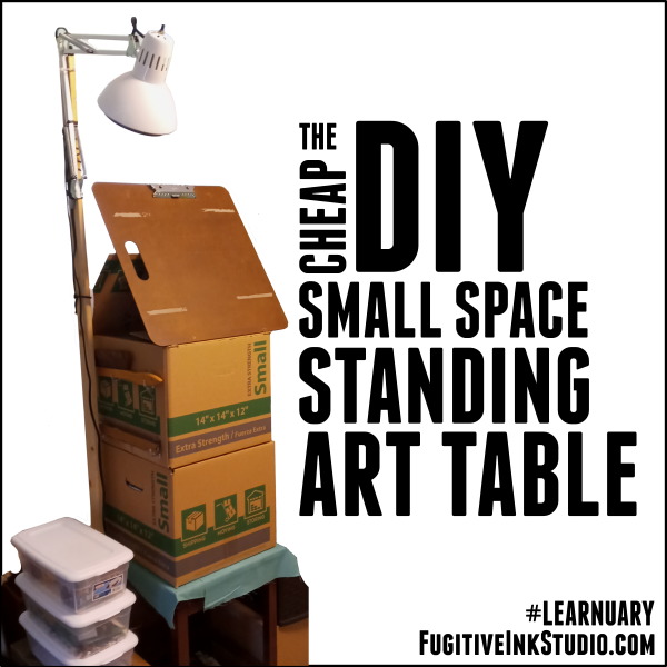 cheap, DIY, small space, standing art table